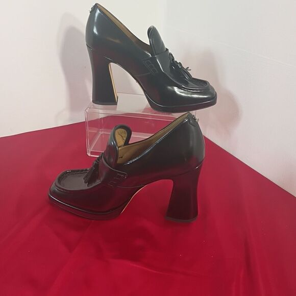 Sam Edelman Women's SZ 9.5M Jed Heels Platform Loafer Black Leather - Picture 3 of 7